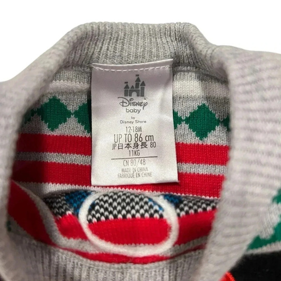 Disney Mickey Mouse Christmas Multi Color Toddler Sweater Size 12-18 Months - Picture 4 of 7